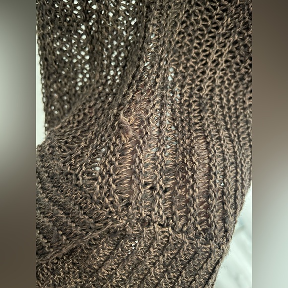 Eileen Fisher Brown Open Front Lightweight Cardigan Silk & Linen Blend Medium - Picture 10 of 10